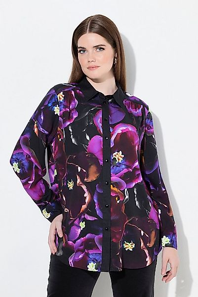 Ulla Popken Hemdbluse Hemdbluse Rosen Hemdkragen Langarm günstig online kaufen