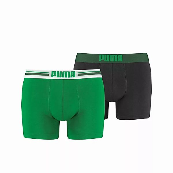 PUMA Herren Boxershorts - Placed Logo Boxer, Everyday, 2er Pack Grün L günstig online kaufen