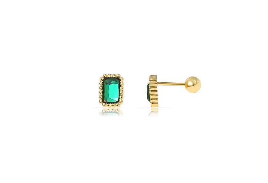Made by Nami Ohrstecker-Set Grüne Edelstein Ohrringe Gold aus Edelstahl Was günstig online kaufen