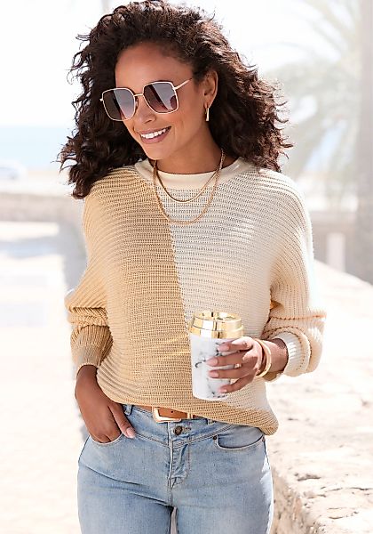 Vivance Strickpullover in Colorblock-Optik, Rundhals günstig online kaufen