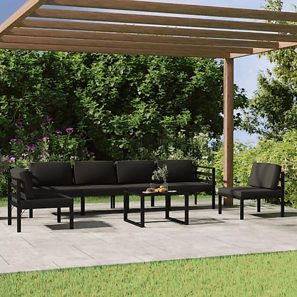 Vidaxl 7-tlg. Garten-lounge-set Mit Kissen Aluminium Anthrazit günstig online kaufen