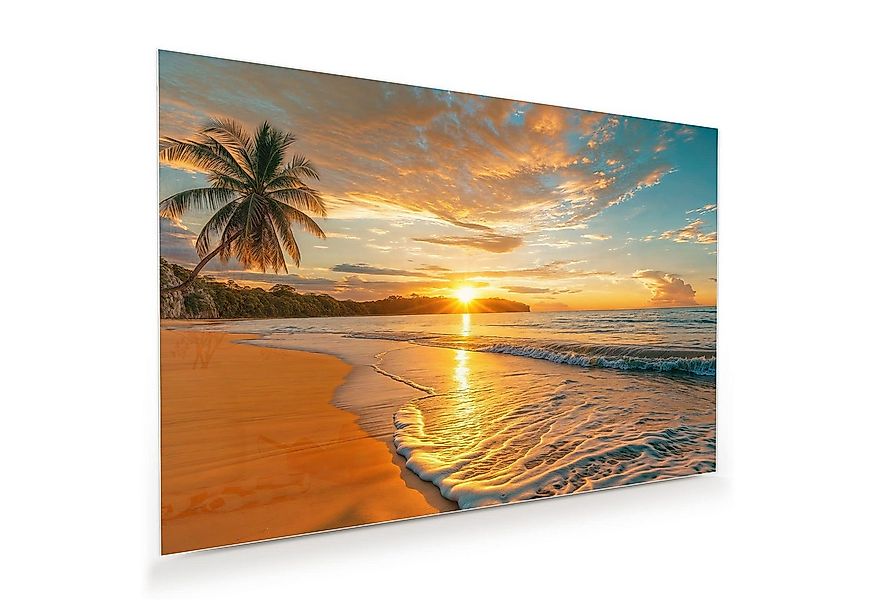 Primedeco Glasbild Wandbild Sonnenuntergang Strand mit Aufhängung, Strand & günstig online kaufen