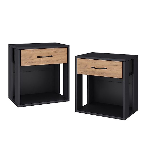 Vicco Nachtschrank Virela, Anthrazit/Goldkraft Eiche, 39 günstig online kaufen