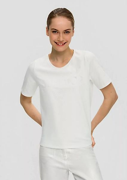 s.Oliver BLACK LABEL Kurzarmshirt T-Shirt aus Baumwollstretch mit Paillette günstig online kaufen