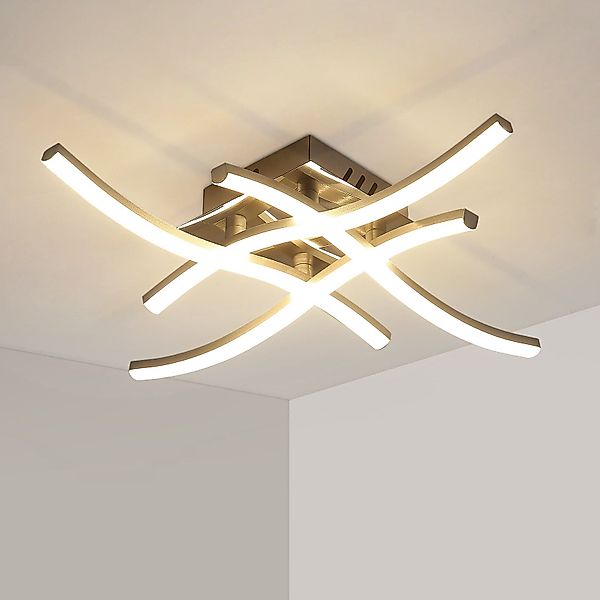 Goeco Deckenleuchte Silberne LED-Deckenleuchte in Wellenform, günstig online kaufen