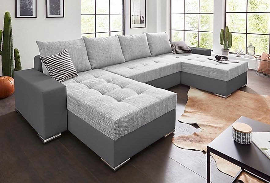 COLLECTION AB Wohnlandschaft »Josy XL U-Form, B: 313 cm in Kunstleder-Mix, günstig online kaufen
