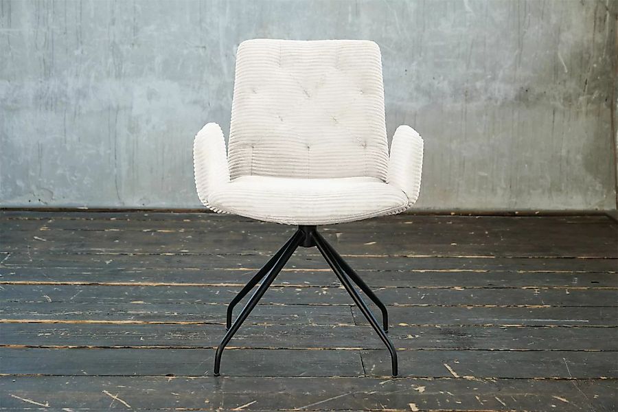 KAWOLA Stuhl NEW CHARME Drehstuhl Esszimmersessel Cord weiß günstig online kaufen