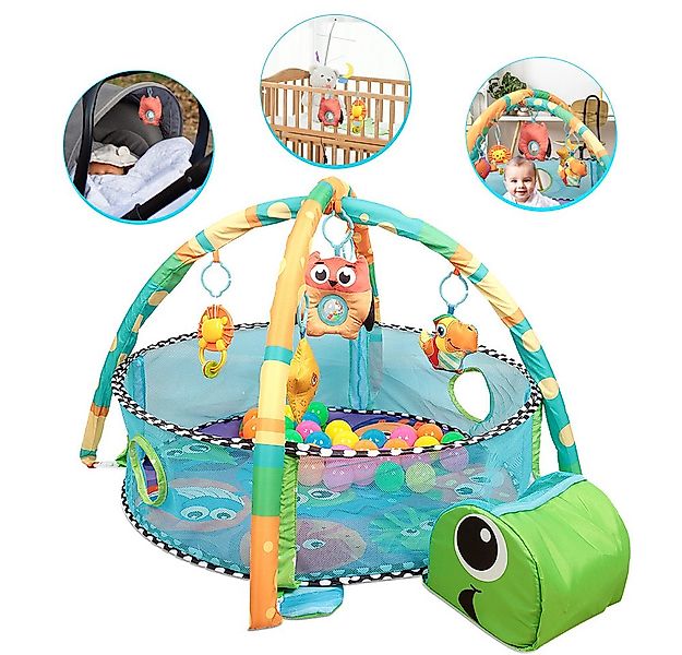Krabbeldecke Baby Spieldecke Laufstall, Schildkröte Erlebnisdecke Spielboge günstig online kaufen