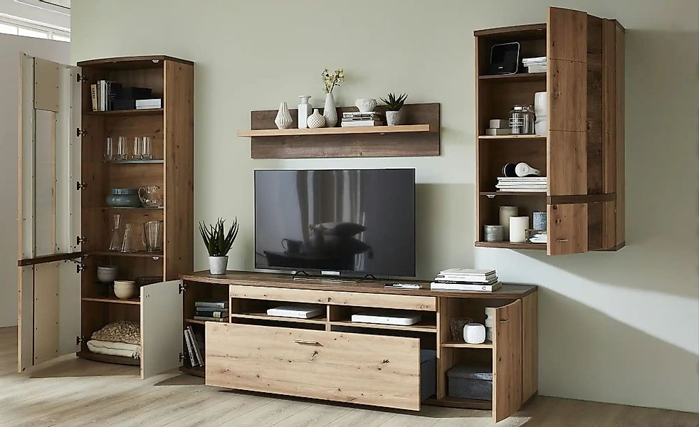 uno Wohnwand  Gabbro ¦ holzfarben ¦ Maße (cm): B: 357 H: 209 T: 50.0 Kommod günstig online kaufen