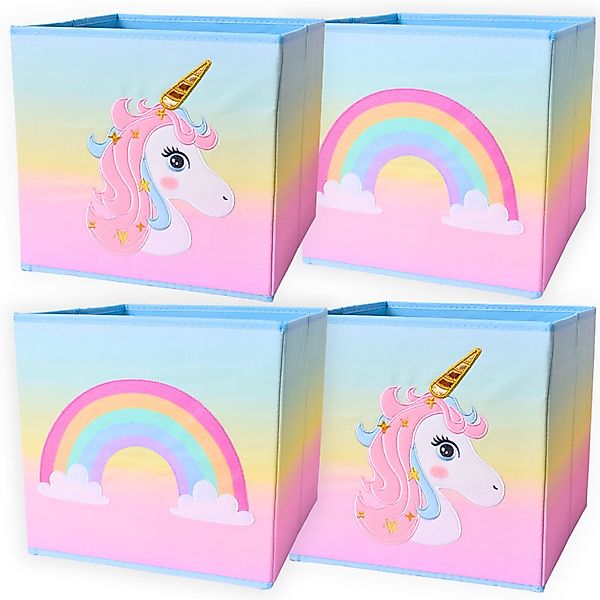 TE-Trend Spielzeugtruhe 4 Stück Aufbewahrungsbox Einhorn günstig online kaufen