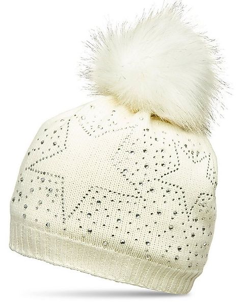 Caspar Bommelmütze MU167 Damen Fein Strick Winter Mütze mit XL Fellbommel u günstig online kaufen