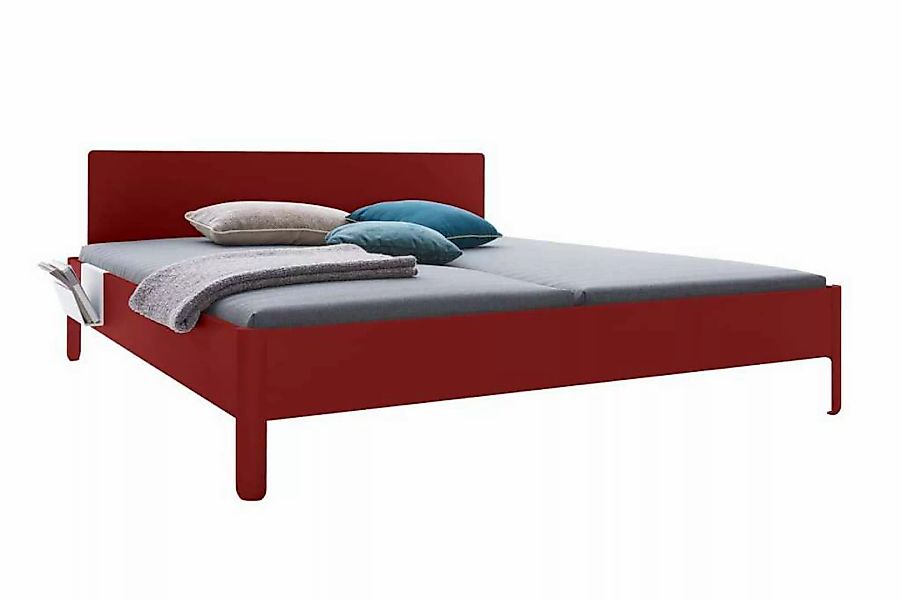 NAIT Doppelbett farbig lackiert Karmesinrot 180 x 210cm Mit Kopfteil günstig online kaufen