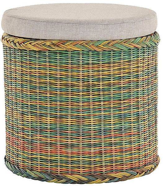 Krines Home Wäschekorb Rattan Sitzhocker mit Stauraum Rund Badhocker Sitz g günstig online kaufen