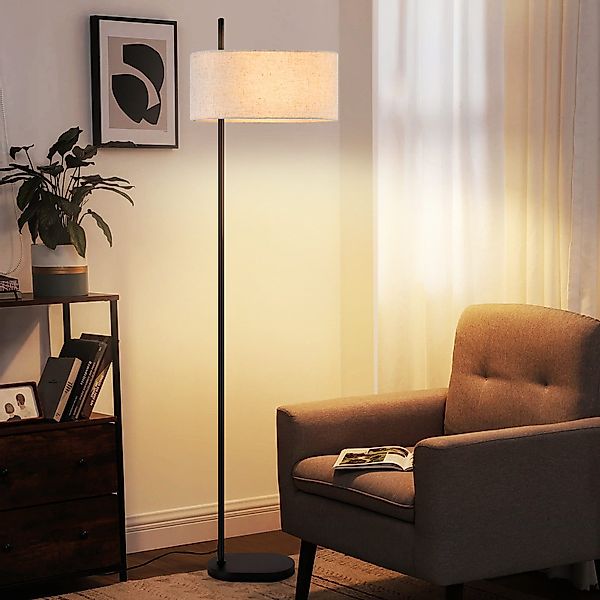 Nettlife Stehlampe Wohnzimmer Vintage Stoffschirm Weiß günstig online kaufen