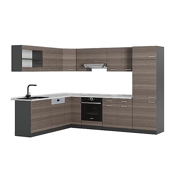 Vicco R-Line Eckküche Edelgrau/Anthrazit 227 x 287 cm AP Marmor günstig online kaufen