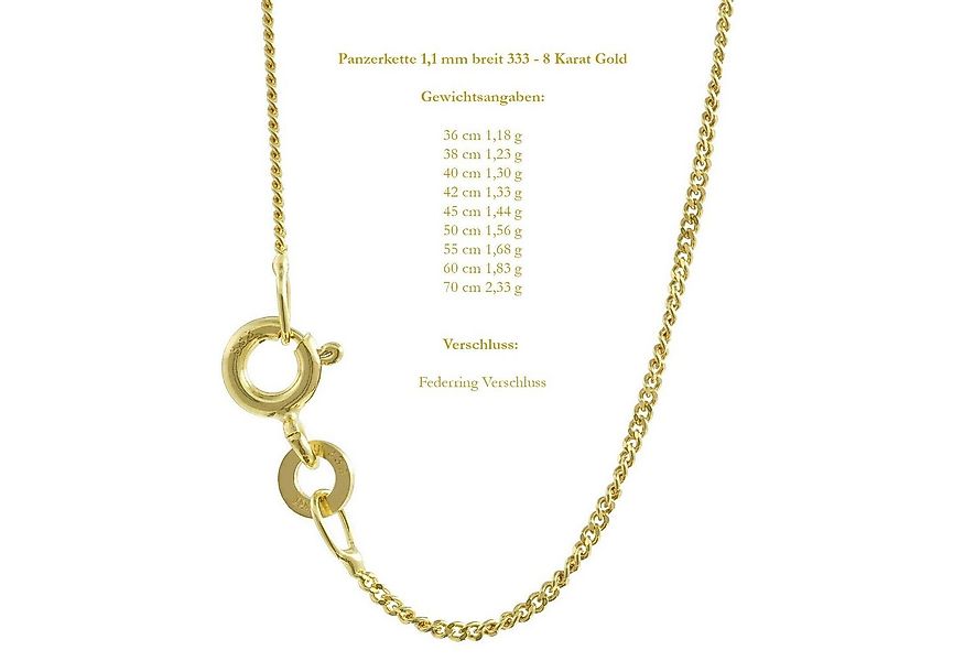 HOPLO Goldkette Goldkette Panzerkette 333 - 8 Karat Gold 1,1 mm - 38 cm, Ma günstig online kaufen