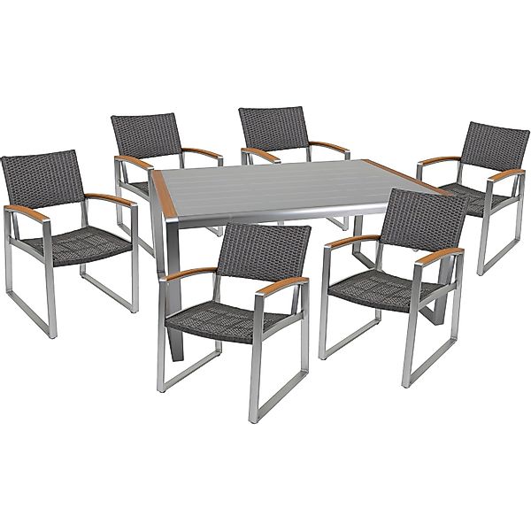 Garden Pleasure Garten-Essgruppe "AVA" 7 Stk. tlg. robustes Tischdesign günstig online kaufen