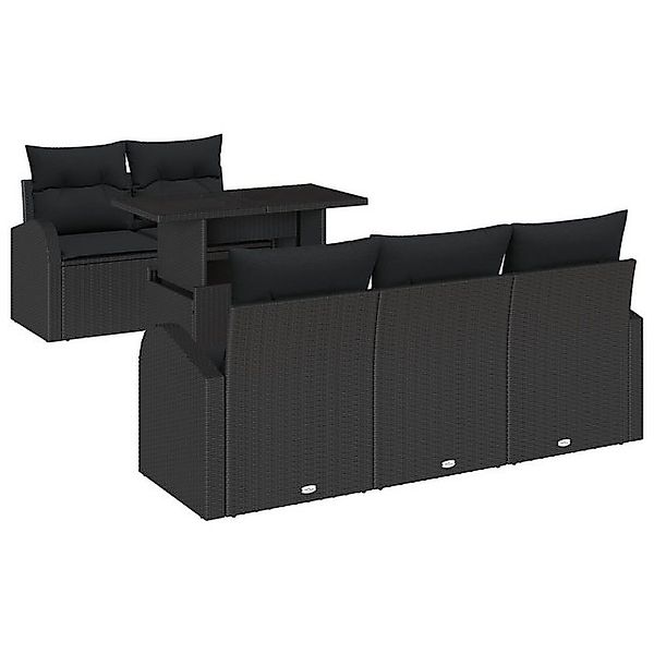 vidaXL Loungesofa 6-tlg. Garten-Sofagarnitur mit Kissen Schwarz Poly Rattan günstig online kaufen
