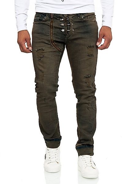KINGZ Relax-fit-Jeans Herren Designer Retro Schraubenjeans Jeans Blue Green günstig online kaufen