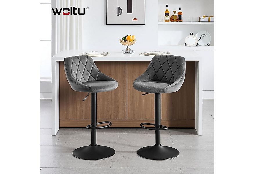 Woltu Barhocker (2 St), gut gepolstert, Samt, Höhenverstellbar, Drehbar günstig online kaufen