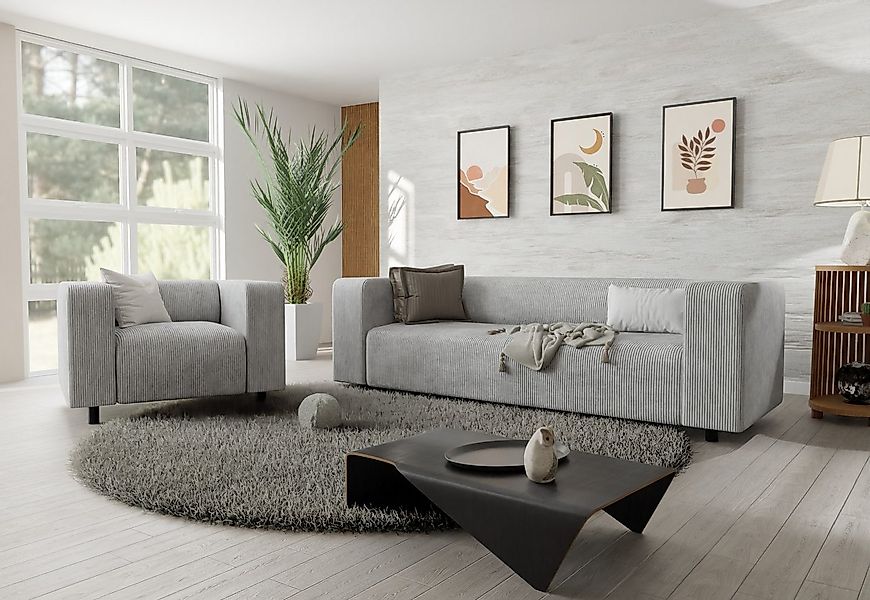 S-Style Möbel Polstergarnitur 3+1 Gustav aus Cord-Stoff mit bequemem Sitz, günstig online kaufen