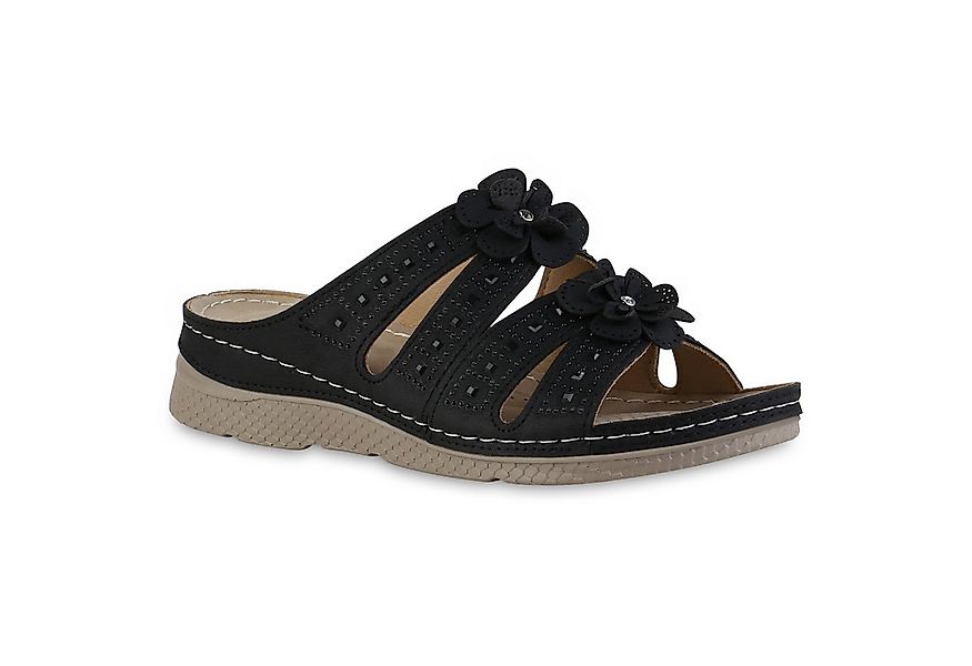 VAN HILL 841606 Sandale Damen Komfort Sandalen Bequeme Blumen Strass Cut-Ou günstig online kaufen