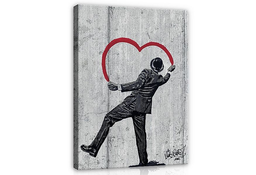 Wallarena Leinwandbild Graffitti Banksy Street Art Grau Wandbilder Wand Dek günstig online kaufen