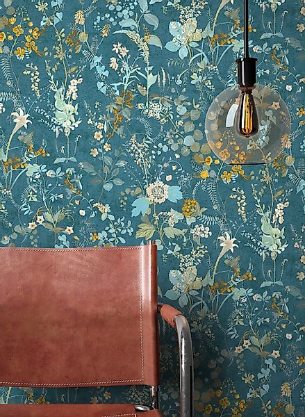 Newroom Vliestapete, Türkis Tapete Floral Dschungel günstig online kaufen