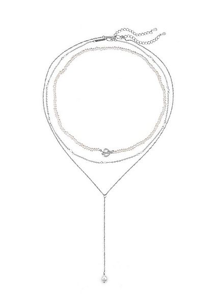 Hey Happiness Perlenketten-Set 3er Layer Silber 925 Damen Perle weiß, 18K v günstig online kaufen