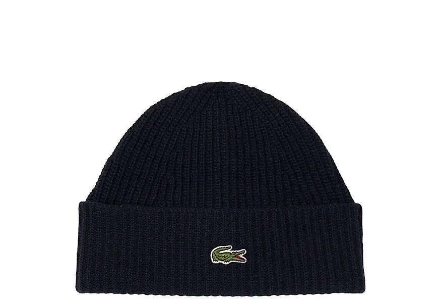Lacoste Strickmütze Unisex Beanie - Mütze aus gerippter Wolle (navy blue) günstig online kaufen