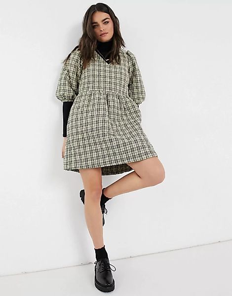 Vero Moda – Gestepptes Mini-Hängerkleid mit Karomuster-Mehrfarbig günstig online kaufen