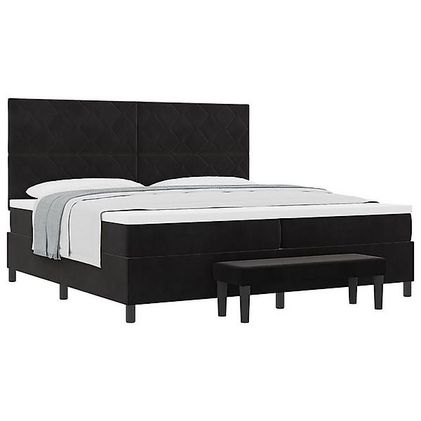 vidaXL Bett Boxspringbett mit Matratze & Bank Schwarz 200x200 cm Samt (2-tl günstig online kaufen
