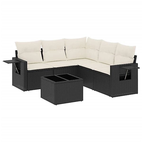 vidaXL 6-Tlg Garten-Sofagarnitur mit Kissen Schwarz Poly Rattan 3252493 günstig online kaufen