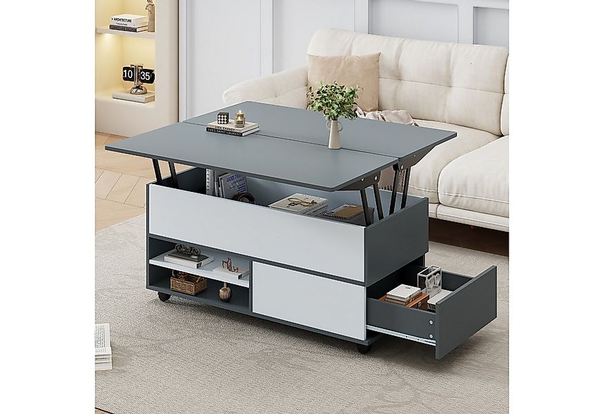 HAUSS SPOLE Couchtisch Höhenverstellbarer Kaffeetisch mit Verstecktem Staur günstig online kaufen