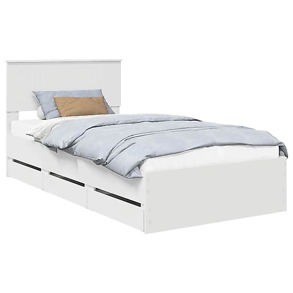 vidaXL Bettrahmen mit Schubladen Weiß 100 x 200 cm Ingenieurs Holz 3410735 günstig online kaufen