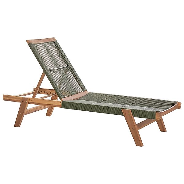 Beliani Gartenliege Grün Heller Holzfarbton 190x64x35 günstig online kaufen