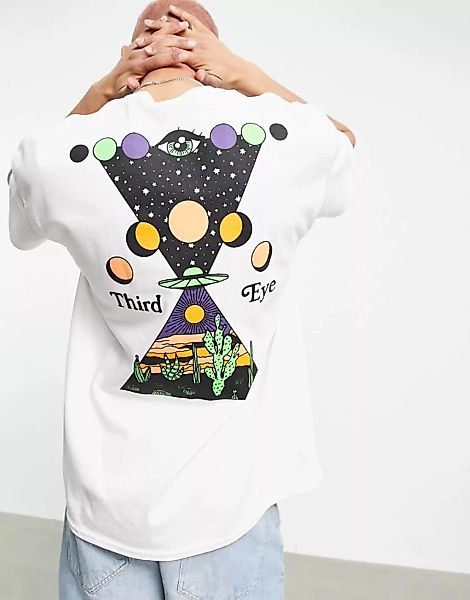 HNR LDN – T-Shirt mit „Drittes Auge“-Rückenprint in Weiß günstig online kaufen