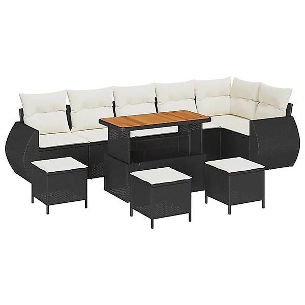 vidaXL Gartensofa-set mit Kissen 10-Tlg Schwarz und Creme Poly-Rattan 33638 günstig online kaufen