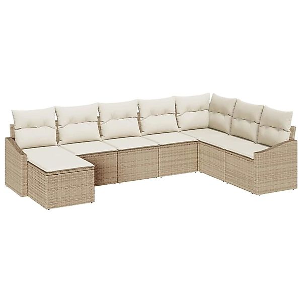 vidaXL Garten-Sofa-Set 8-Tlg Beige Poly Rattan 3346841 günstig online kaufen