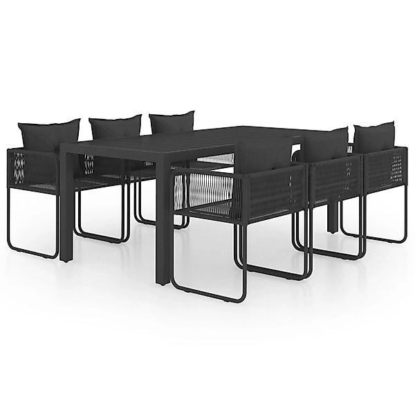 vidaXL 7-Tlg Garten-Essgruppe PVC Rattan Schwarz 3060104 günstig online kaufen