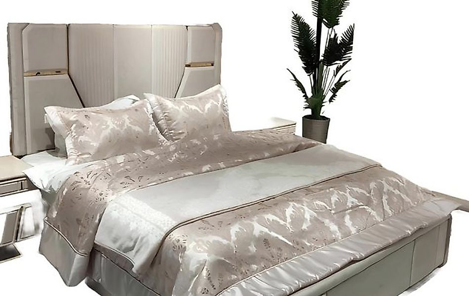 JVmoebel Bett Bett Doppelbett Schlafzimmerbett Polsterbett Bettrahmen Beige günstig online kaufen