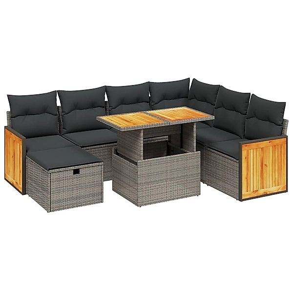 vidaXL 8-Tlg Garten-Sofagarnitur mit Kissen Grau Poly Rattan 3276266 günstig online kaufen