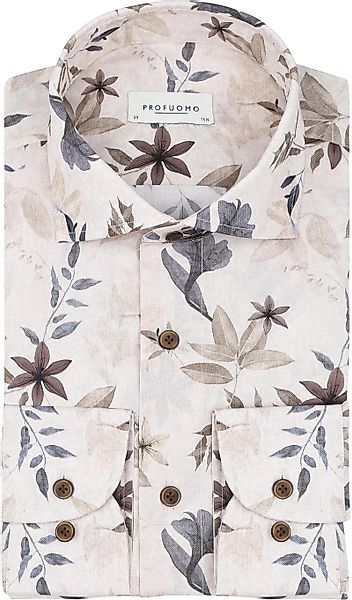 Profuomo Hemd Blumenmuster Beige - Größe 37 günstig online kaufen