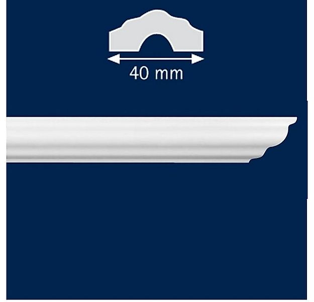 PROVISTON Zierleiste Polystyrol, 40 x 2000 mm, Weiß, Wandleiste, Wanddekora günstig online kaufen