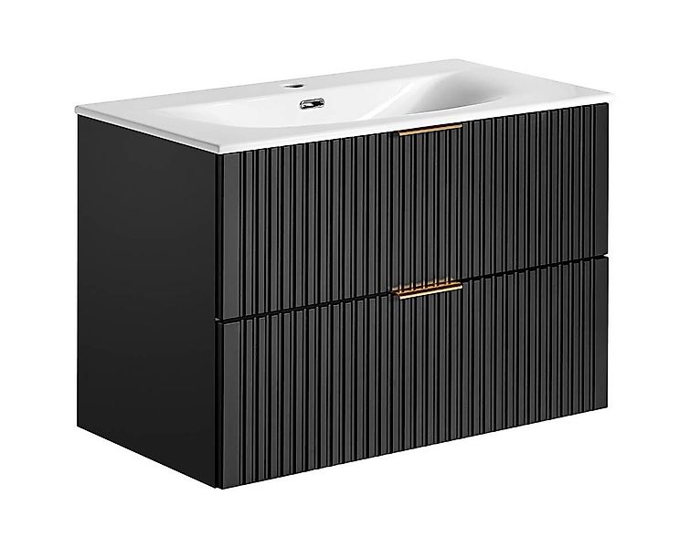 einfachgutemoebel Waschtisch-Set Badezimmer Waschplatz Blackened 80cm, günstig online kaufen