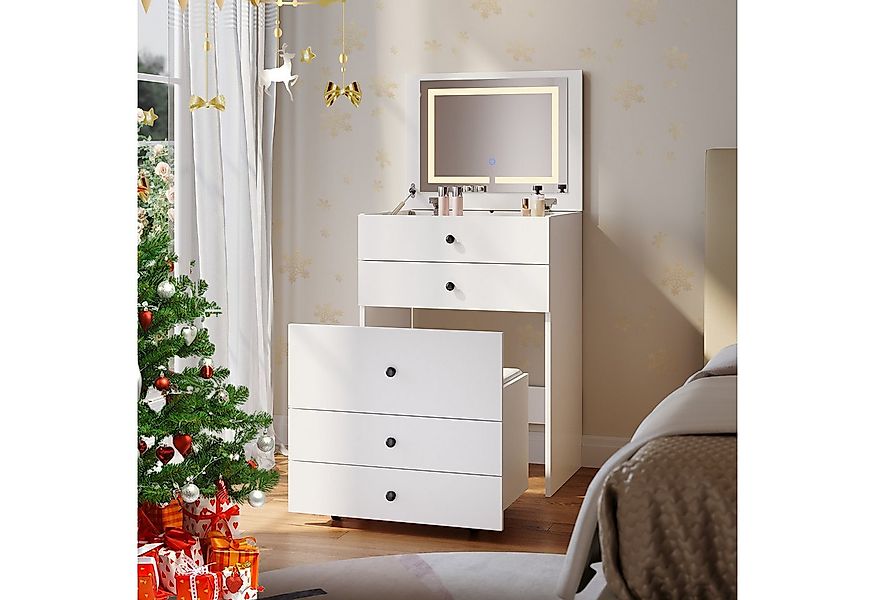 SONNI Schminktisch Schminktisch mit LED-Beleuchtung weiß, Frisiertisch, Dic günstig online kaufen