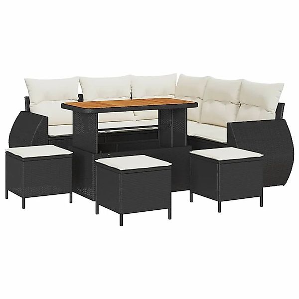 vidaXL Gartensofa-set mit Kissen 9-Tlg Schwarz und Creme Poly-Rattan 336383 günstig online kaufen