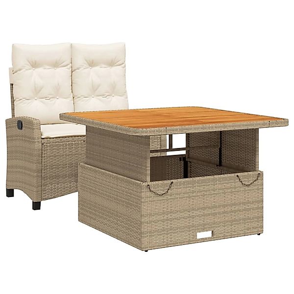 vidaXL 2-Tlg Garten-Essgruppe mit Kissen Beige Poly Rattan 3277415 günstig online kaufen