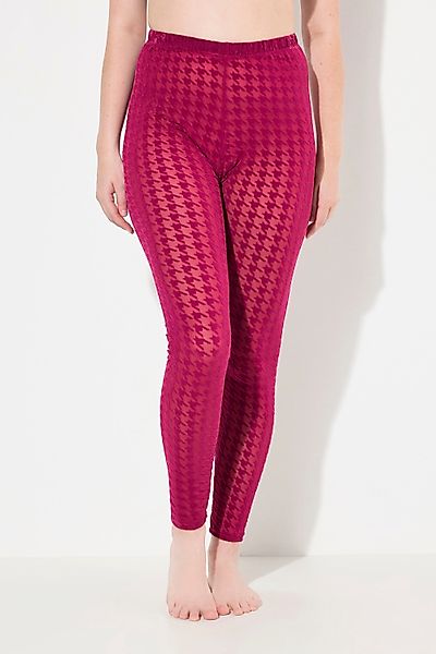 Ulla Popken Feinstrumpfhose Strumpf-Leggings Flockdruck Hahnentritt günstig online kaufen
