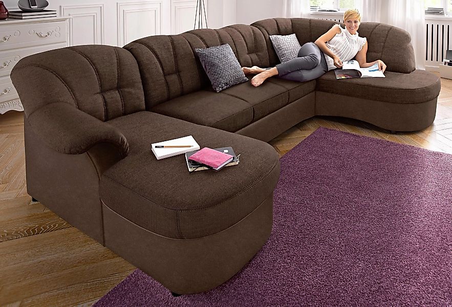 DOMO collection Wohnlandschaft "Flores auch in Leder-Bezug, B/T/H: 293/180/ günstig online kaufen